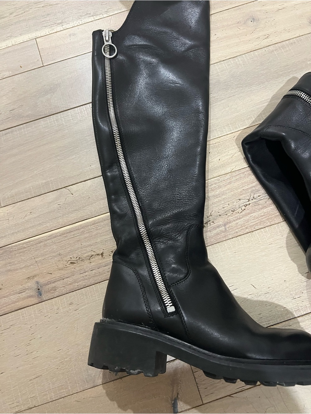 Ash Black Over-the-Knee Zip Combat Boots - Picture 2 of 7
